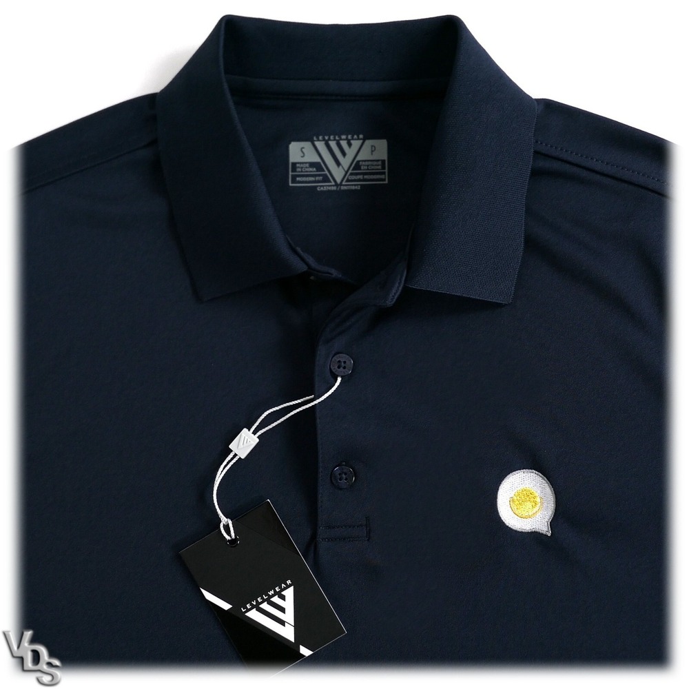 NEW! Levelwear Dwayne Polo Shirt Men's S ~ The Fried Egg Golf Logo ~‎ Navy